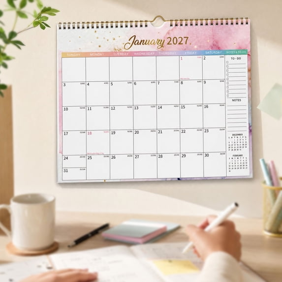 2027 Wall Calendar English Version, Creative Monthly Planner with Habit ...