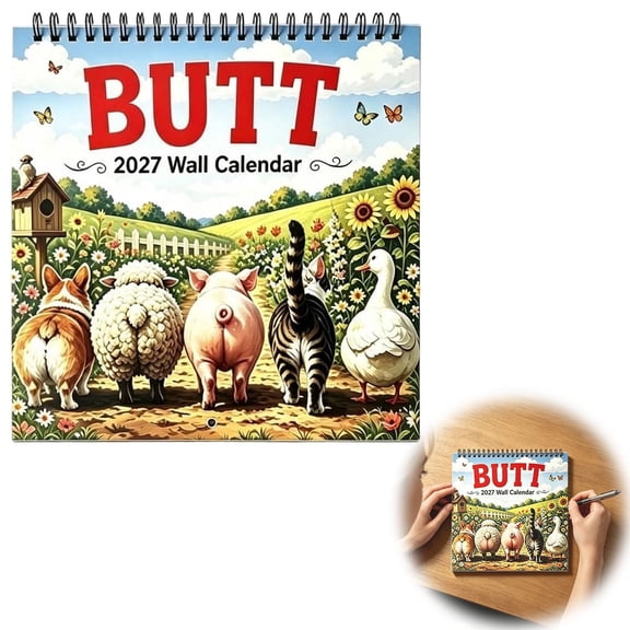 2027 Wall Calendar, Funny Cute Monthly Calendar with 12 Month Jan-Dec Planner, Large Writable Date Blocks and Twin Hanging Design for Home Office, Kitchen, Classroom and Wall Decor