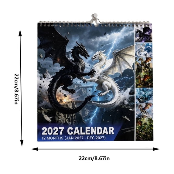 2027 Wall Calendar, Monthly Planner, Wall Hanging, Art Printed Pages, Paper Material, Home Decor, Long Lasting, Indoor Display