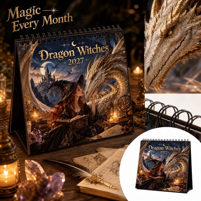 2027 Wall Calendar with Dragon Witches Fantasy Art, 12-Month Monthly ...