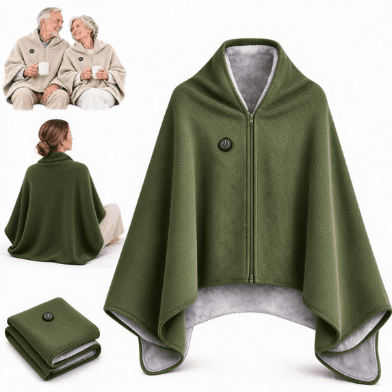 2027 Wearable Heated Blanket, USB Portable Heated Shawl Wraps for Women, Heated Zip up Blanket with 3 Heat Settings & Fast Heating Home Outdoor Office Use