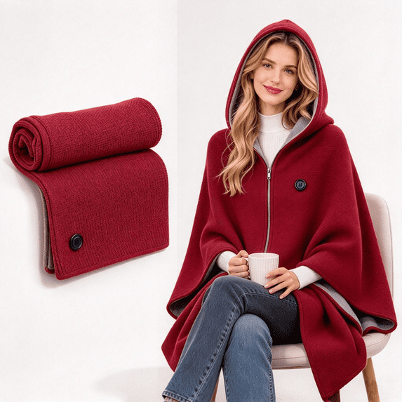 2027 Wearable Heated Blanket with Zipper 3 Heat Settings, Portable Heated Shawl Wraps for Women, USB Heat Wrap Blanket for Home Office Travel
