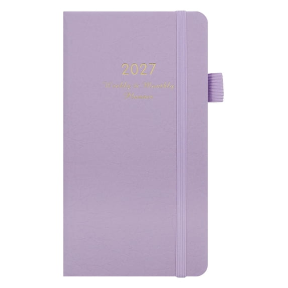 2027 Weekly & Monthly Planner, A7 Hardcover Agenda Book with Elastic Closure & Pen Loop,3.8X7" Pocket Sized Schedule Organizer, Thick Paper Daily Planner Notebook, 72 Sheets 144 Pages