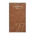 thumbnail image 1 of 2027 Weekly and Monthly Planner 3.78x6.85" - 12 Month, Vegan Leather Cover Planner Academic Year Calendar, Brown, 1 of 6