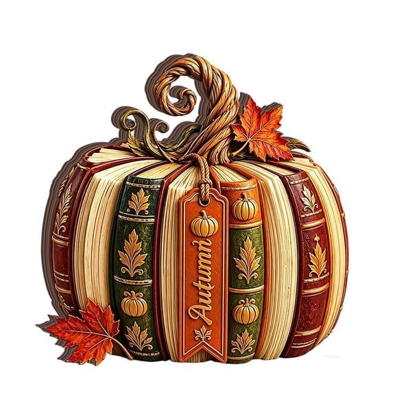2027 Wooden Pumpkin Book Stack Decor Fall Farmhouse Table Shelf Sitter