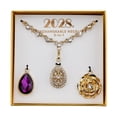 thumbnail image 1 of 2028 Jewelry 3-In-1 Purple & Crystal Teardrop Interchangeable Necklace Set 16" + 3" Extender, 1 of 3