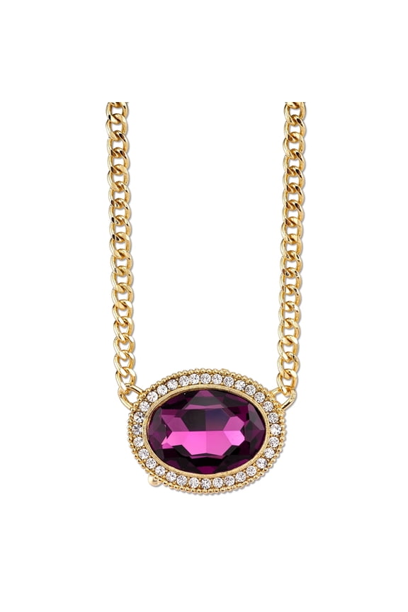 Amethyst Purple Color Crystal Swarovski Elements Pendant Necklace 16