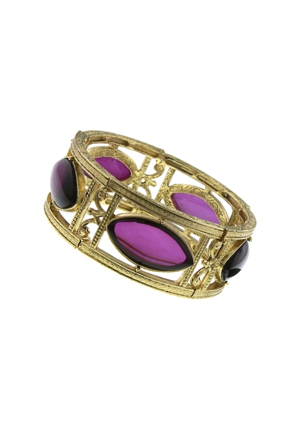 2028 Jewelry Amethyst Purple Stone Navette Stretch Bracelet