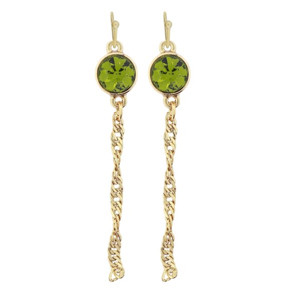 2028 Jewelry Topaz Crystal Chain Drop Wire Earrings