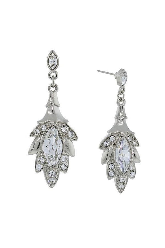 Genuine Austrian Crystal Navette Leaf Drop Earrings