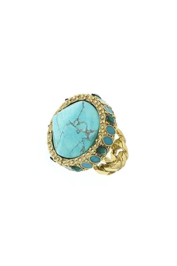 Green And Turquoise Color Round Ring