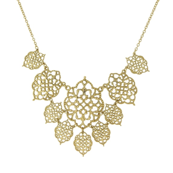 2028 Jewelry Intricate Filigree Bib Necklace 16 + 3 Extender