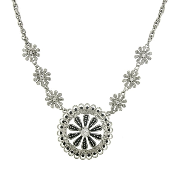2028 Jewelry Jet Black And Crystal Pendant Necklace 16 + 3 Extender