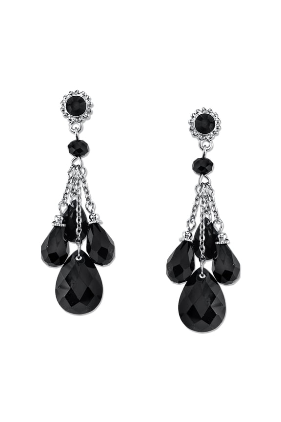 Jet Black Briolette Drop Earrings