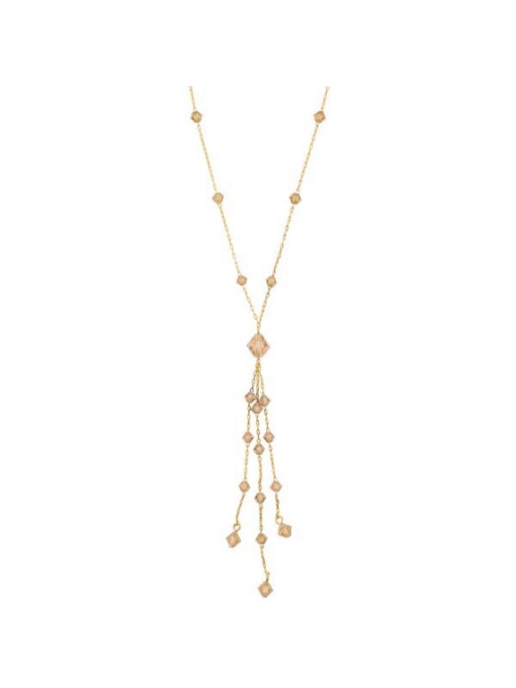 2028 Jewelry Light Brown Lantern Beaded Y Necklace For Women 16" + 3" Extender