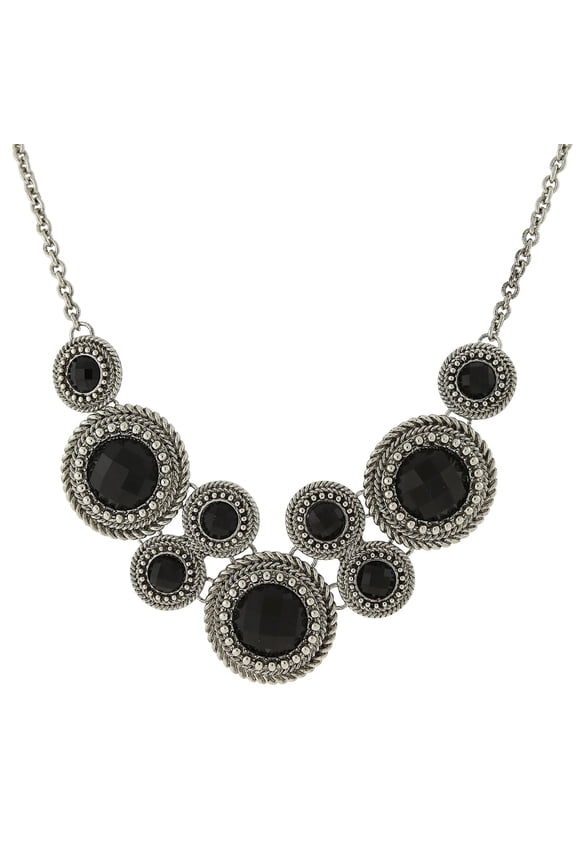 2028 Jewelry Round Faceted Bib Necklace For Women 16" + 3" Extender