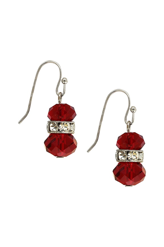 Ruby Red Crystal Accent Drop Earrings