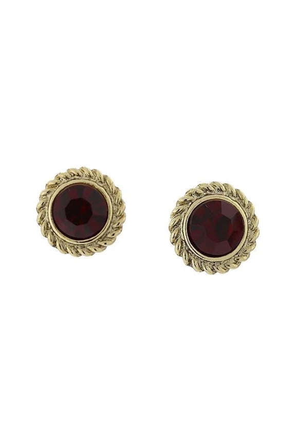 Siam Red Round Button Earrings