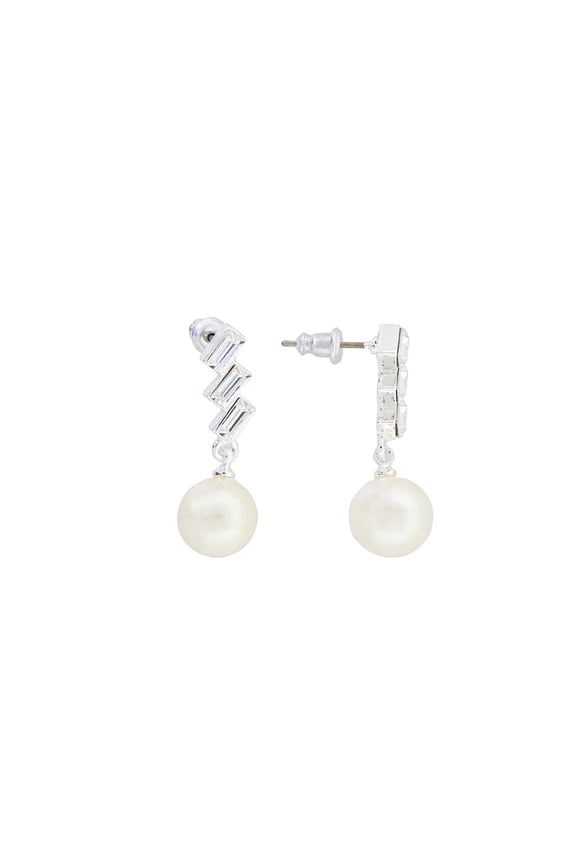 Swarovski Element White Faux Pearl Drop Earrings
