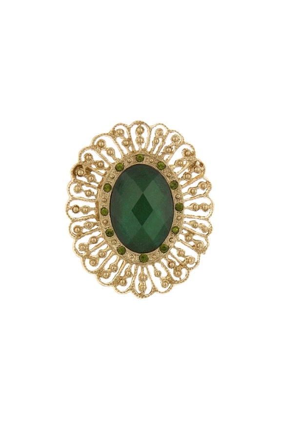 2028 Jewelry Tourmaline Green Stone Olivine Accent Crystal Oval Pin