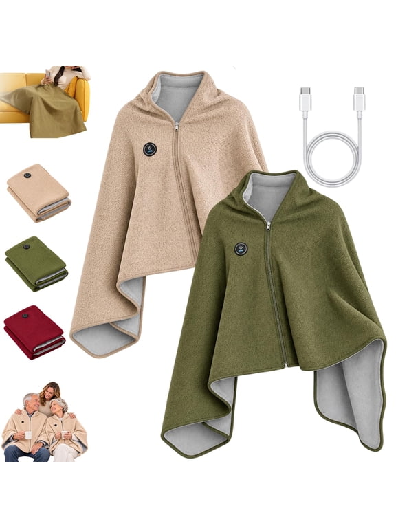 2028 New Heated Shawl Wraps for Women, Heat Cape, USB Wearable Blanket,Portable USB Heated Blanket Shawl with 3 Heat Settings & Fast Heating, Home Outdoor Office Use, A great choice for parents