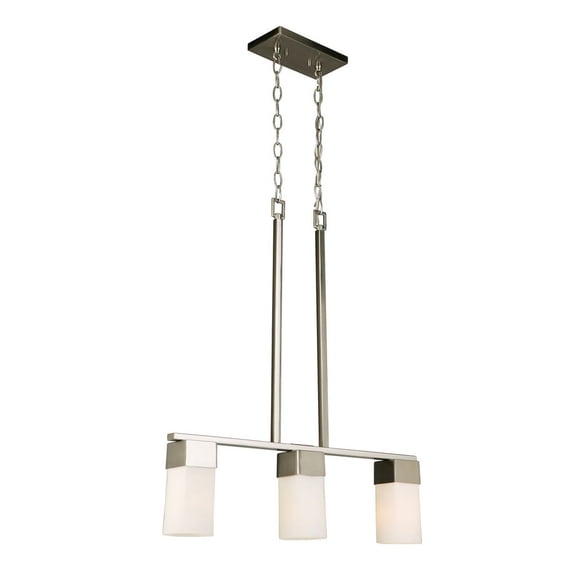 202868A-Eglo Lighting-Ciara Springs - 3 Light Linear Pendant with Square Cylinder Shades-Brushed Nickel Finish