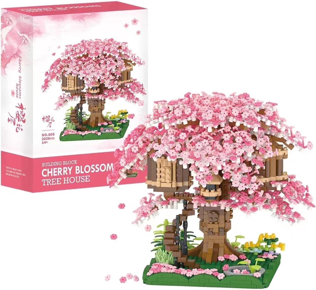 2028Pcs Japanese Flower House Building kit for Adults Bonsai Tree Sakura-Tree House Compatible with Lego Building Set Toys Birthday for Girls
