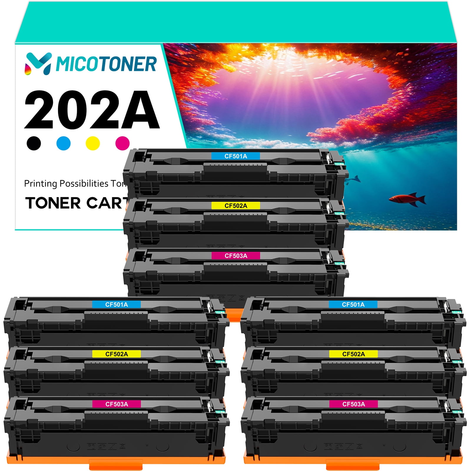 4-Pk Toner For HP 202A Color LaserJet M254nw M254dw MFP M281fdw M281cdw CF500A