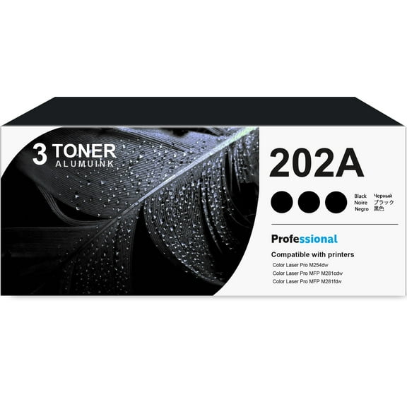 202A CF500A Toner Cartridge Balck 3-Pack Compatible for HP 202A CF500A Toner Cartridges for Color Laser Pro M254, Color Laser Pro MFP M281 Series Printer