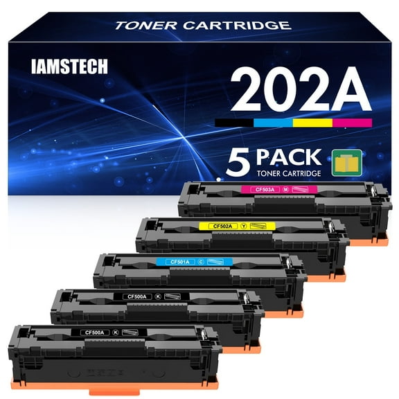 202A Toner Cartridge 5-Pack Compatible for HP 202A 202X CF500A CF501A CF502A CF503A Color Laserjet Pro MFP M281fdw M281cdw M254dw 281fdw M254 M281 Printer (Black*2 Cyan Yellow Magenta)