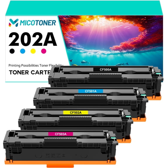 202A Toner Cartridge Compatible for HP CF500A 202A 202X Work with HP Color LaserJet Pro MFP M281fdw M281fdn M281cdw M280nw Printer Ink (Black,Cyan,Magenta,Yellow, 4-Pack)