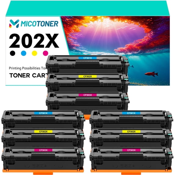 202X 9-Pack Compatible Toner Cartridge for CF501X CF502X CF503X 202X Color LaserJet Pro M254dw M254dn M254nw Printer (3*Cyan,3*Magenta,3*Yellow)