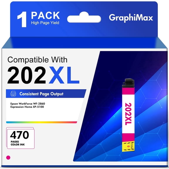 202XL Ink Cartridge 1-Magenta compatible for Epson WorkForce WF-2860 Expression Home XP-5100 All-in-One Printer