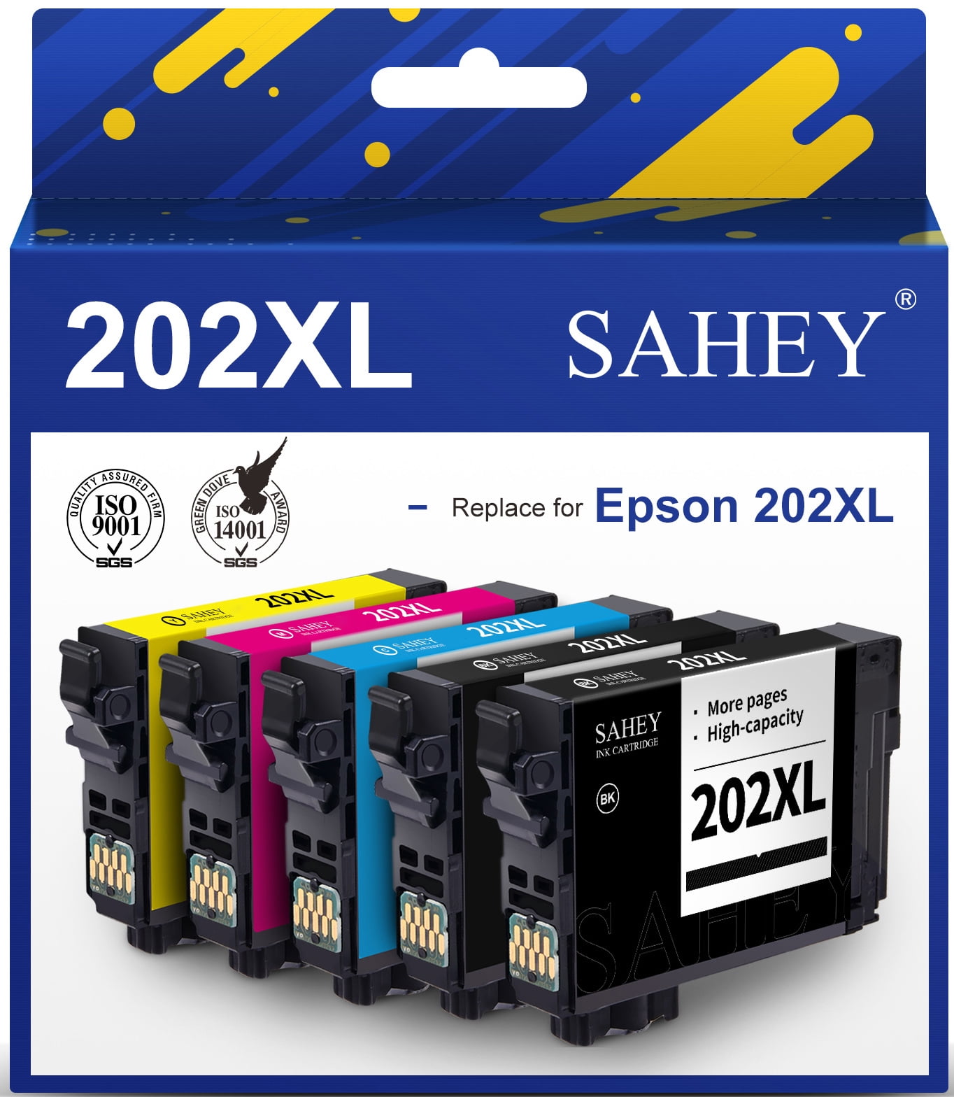 Maori tage Og 202XL Ink Cartridge for Epson XP-5100 WF-2860 Printer (2 Black, 1 Cyan, 1  Magenta, 1 Yellow, 5 Pack) - Walmart.com