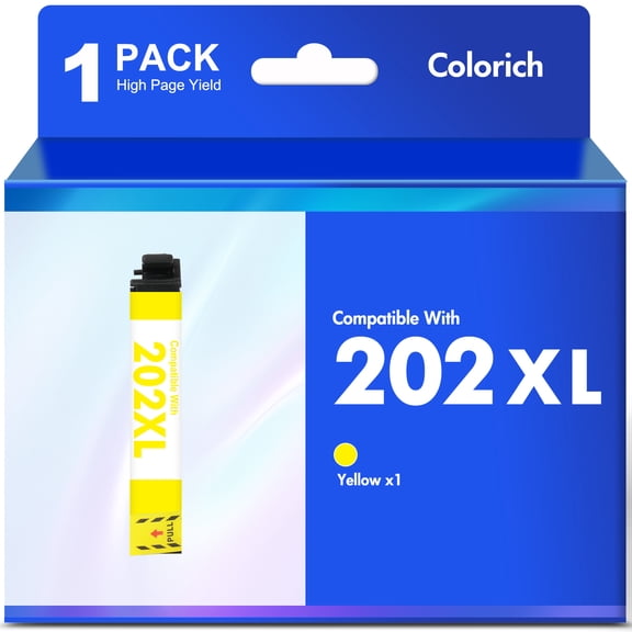 202XL Ink Cartridges 1 pack Yellow Compatible for Epson 202 202 XL 202XL Printer Ink Epson WorkForce WF-2860 Expression Home XP-5100