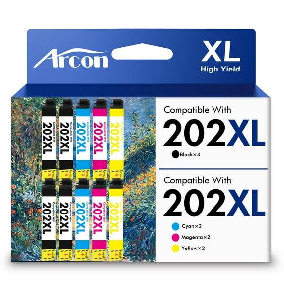 202XL Ink Cartridges 10 Pack Compatible for 202XL 202 Printer Ink T202 T202XL Combo Pack for WorkForce WF-2860 Expression Home XP-5100 (4 Black, 2 Cyan, 2 Magenta, 2 Yellow)