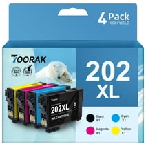 202XL Ink Cartridges for Epson 202 Ink cartridges for Epson 202XL 202 XL T202XL T202 Ink for Epson XP-5100 WF-2860 Printer(4 Pack,1 Black,1 Cyan,1 Magenta,1 Yellow)