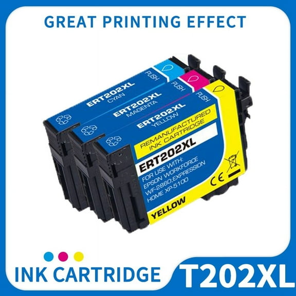 202XL Ink Cartridges T202XL 202 used for WorkForce WF-2860 Expression XP-5100 CMY 3-Pack