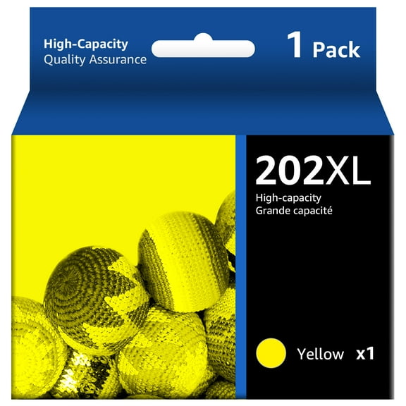 202XL Yellow Ink Cartridges Compatible for Epson 202 XL Epson 202XL T202XL High Yield Yellow Ink Cartridge for Expression Home XP-5100 Workforce WF-2860 Printer New Upgraded Chips (1 Yellow)