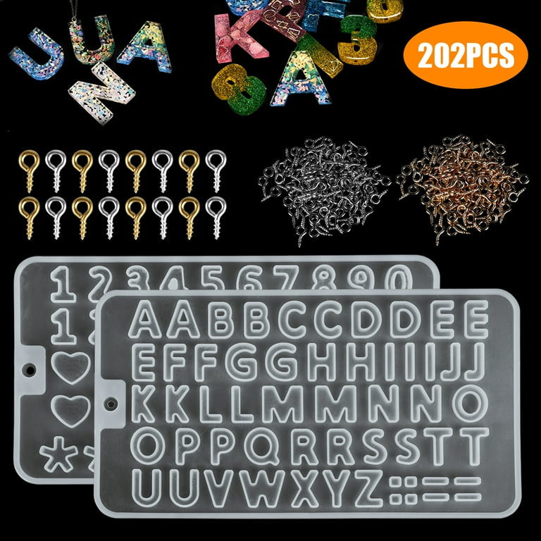 202pcs DIY Resin Molds Kit, TSV Resin Silicone Casting Mold Number Alphabet  Epoxy Resin Craft Mold, 3D Reversed Letter Jewelry Making Mold for  Keychains, Pendants, Earrings, Necklaces Making 
