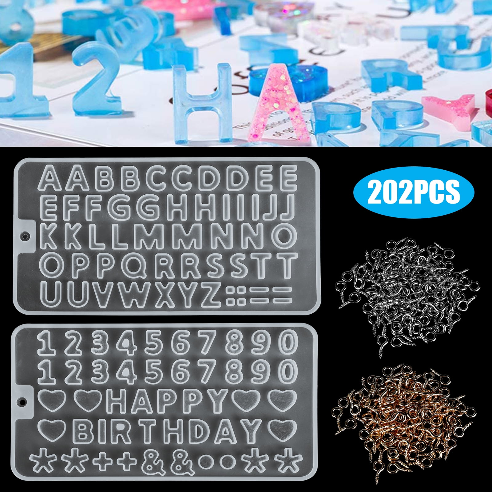 202pcs EEEkit Letter Number Silicone Mold, Mini Letters Resin Molds, Number  Alphabet Casting Mold, 3D Reversed Letter Jewelry Making Mold for DIY