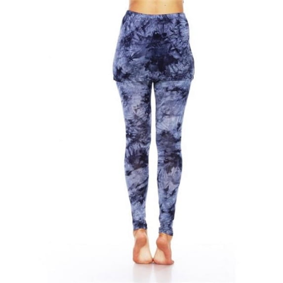 203-02-L Tie Dye Skirted Womens Leggings, Blue - Large