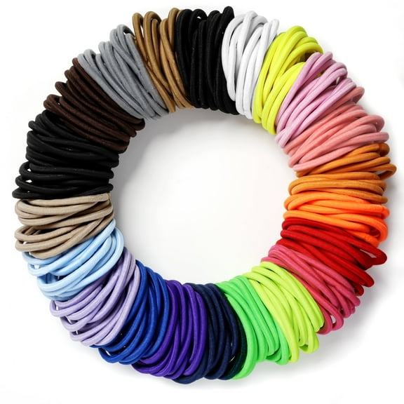 Hair Ties No Damage - 203 Pcs 4mm Rubber Bands for Hair, 20 Colors, Medium Size Colorful Hair Ties for Women and Girls