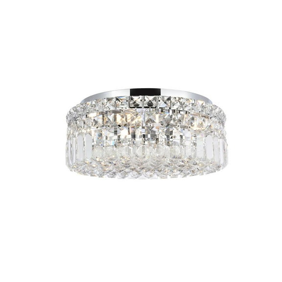2030 Maxime Collection Flush Mount D14in H5.5in Lt:4 Chrome Finish (Royal Cut Crystals)