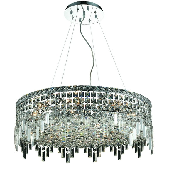 2031 Maxime Collection Hanging Fixture D28in H7.5in Lt:12 Chrome Finish (Royal Cut Crystals)