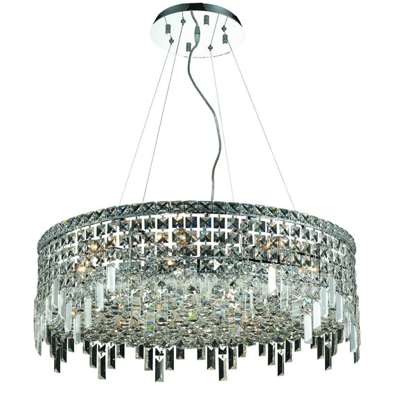 2031 Maxime Collection Hanging Fixture D28in H7.5in Lt:12 Chrome Finish (Royal Cut Crystals)