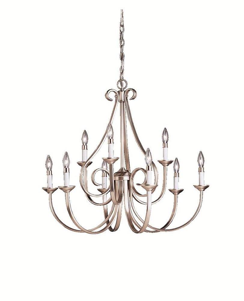 Dover 32" Brushed Nickel 9-Light Two-Tier Chandelier