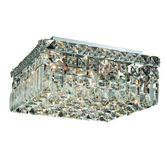 2032 Maxime Collection Flush Mount L12in W12in H5.5in Lt:4 Chrome Finish (Royal Cut Crystals)