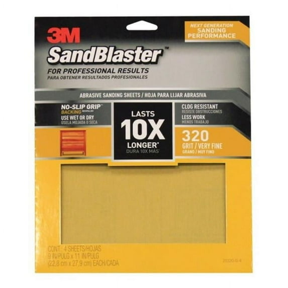 20320-G-4 SandBlaster Sandpaper with No Slip Grip Backing 320 Grit 11 x 9 in. -