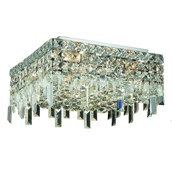 2033 Maxime Collection Flush Mount L12in W12in H5.5in Lt:4 Chrome Finish (Royal Cut Crystals)